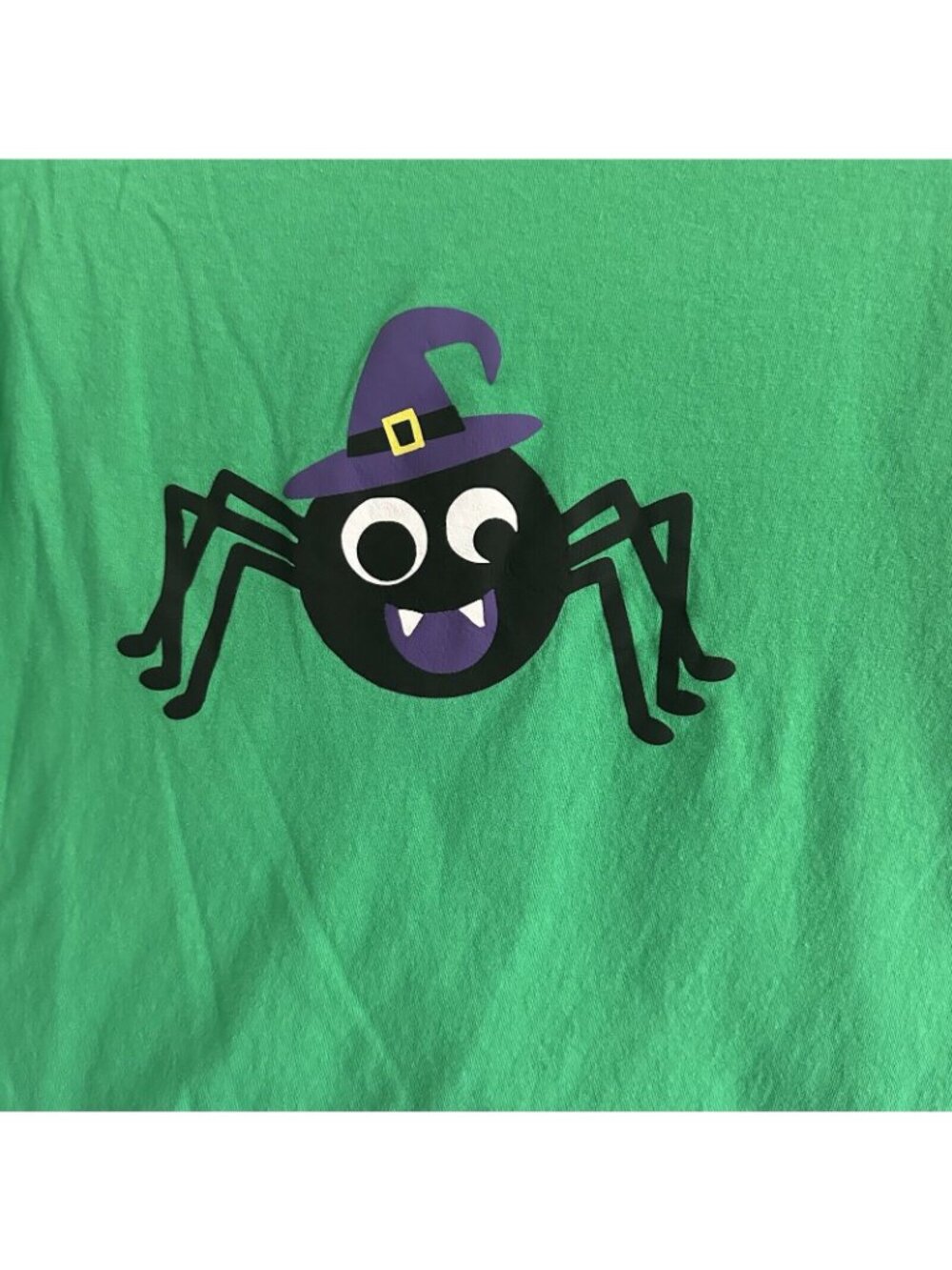 Gildan Halloween Green T-Shirt Black Spider Graphic Size L Short Sleeve - Picture 3 of 9